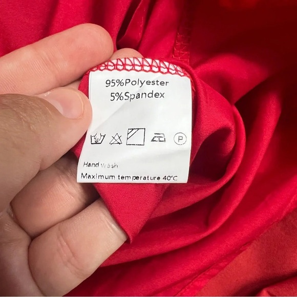 Exlura Square Neck Puff Long Sleeve Red Mini Dress Size Medium A-Line - Picture 9 of 11